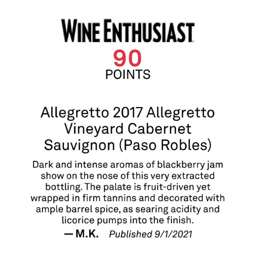 2017 Cabernet Sauvignon - Allegretto Vineyard - Wine Enthusiast